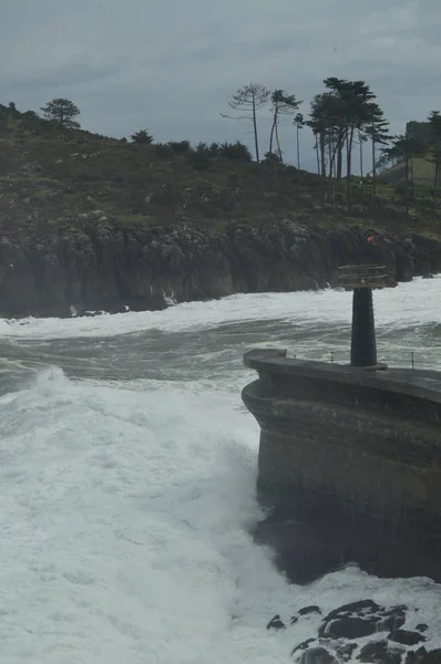 Чудові Знімки Зроблені Порту Lekeitio Huracan Hugo Розбити Свої Хвилі — стокове фото