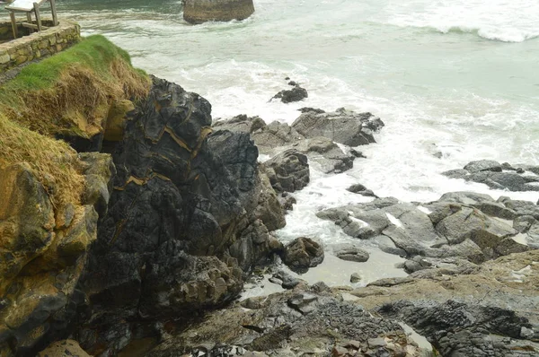 Natuurlijke Golfbreker Cantabrische Zee Mundaca Met Inclemencies Van Orkaan Hugo — Stockfoto