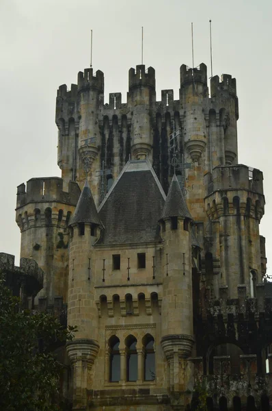 Geschützturm Der Vorderfassade Der Burg Butron Die Mittelalter Erbaut Wurde — Stockfoto