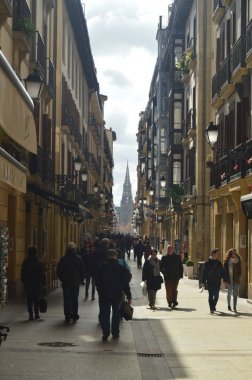 San Sebastian Ortaçağ Old Town. Mimari seyahat doğa. 26 Mart 2018. Eski şehir. Donosti Guipuzcoa Bask Ülkesi İspanya.