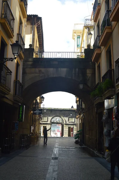 Bogen Der Die Altstadt Von San Sebastian Und Eingang Zum — Stockfoto