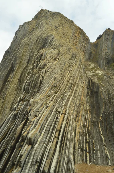 Montanha Formações Geológicas Tipo Flysch Geopark Rota Basca Unesco Filmado — Fotografia de Stock