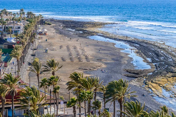 Bañistas Disfrutando Día Playa Atardecer Playa Las Américas Abril 2019 — Foto de Stock