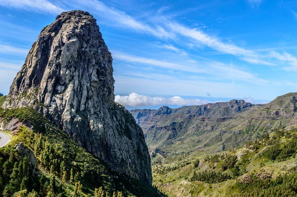 Όμορφη Roque Agando Δει Από Los Roques Lookout Στο Garajonay — Φωτογραφία Αρχείου