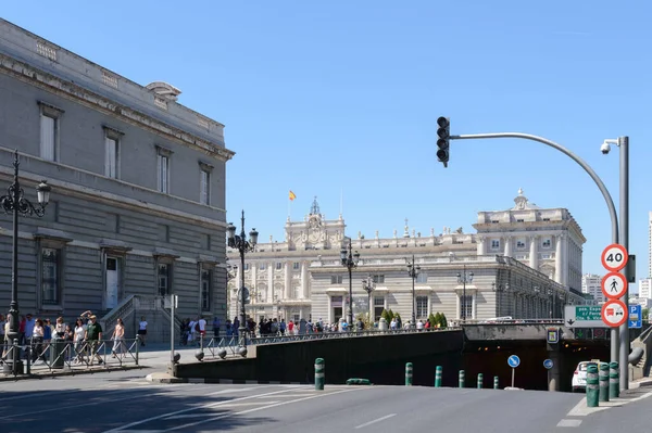 Vistas Magníficas Palácio Real Bailen Street Madrid Los Austrias Junho — Fotografia de Stock