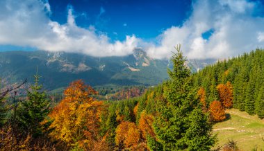 October autumn scenery in remote mountain area clipart