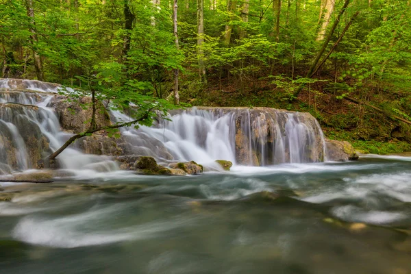 Beautiful Waterfalls Deep Forest Spring — Stock Photo, Image