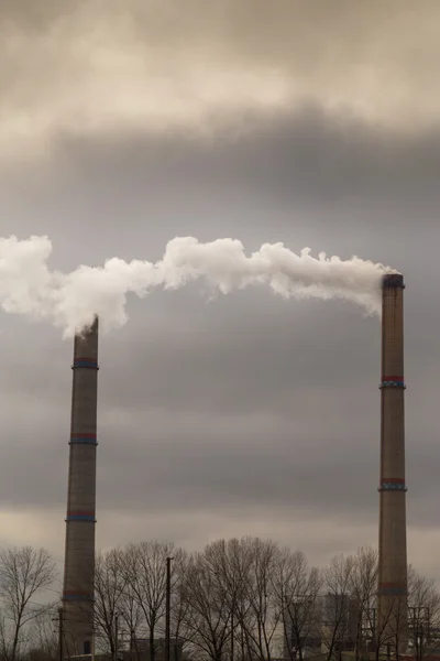 Heavy Smoke Steam Spewed Coal Powered Plant — Stock Photo, Image