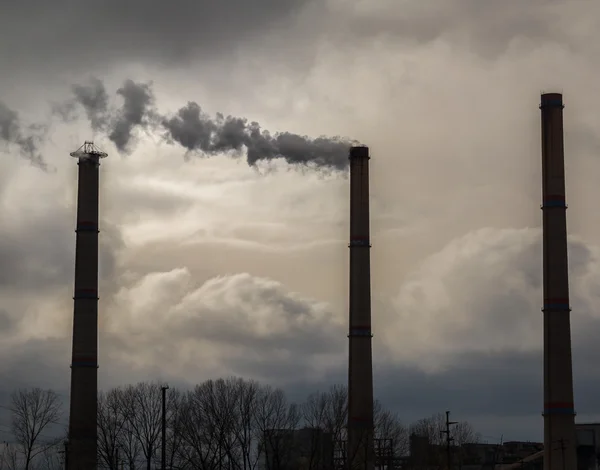 Heavy Smoke Steam Spewed Coal Powered Plant — Stock Photo, Image
