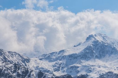 Beautiful winter scenery on a sunny day in the Transylvanian Alps