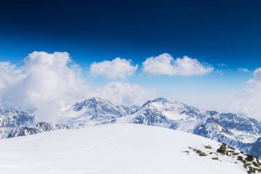 Beautiful winter scenery on a sunny day in the Transylvanian Alps