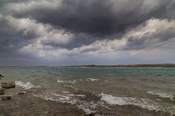 Nuvens Tempestade Dramáticas Sobre Mar Adriático Croácia Verão — Fotografia de Stock