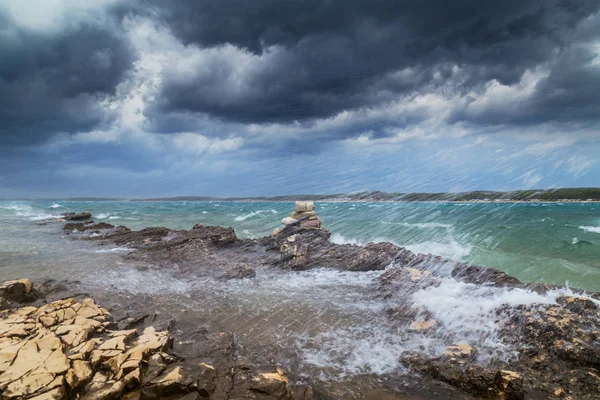 Nuvens Tempestade Dramáticas Sobre Mar Adriático Croácia Verão — Fotografia de Stock