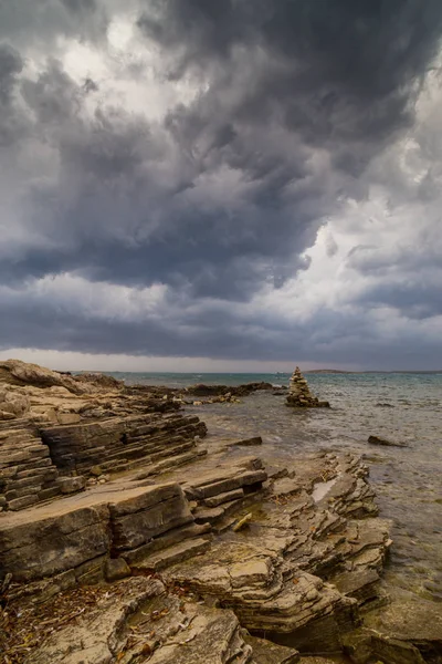 Nuvens Tempestade Dramáticas Sobre Mar Adriático Croácia Verão — Fotografia de Stock