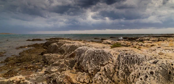 Dramáticas Nubes Tormenta Sobre Mar Adriático Croacia Verano — Foto de Stock