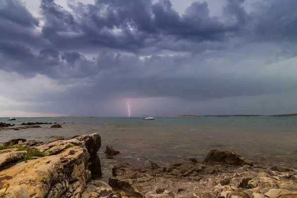 Nuvens Tempestade Dramáticas Sobre Mar Adriático Croácia Verão — Fotografia de Stock