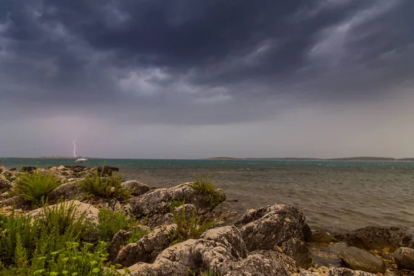 Dramatiska Storm Moln Över Adriatiska Havet Kroatien Sommar — Stockfoto