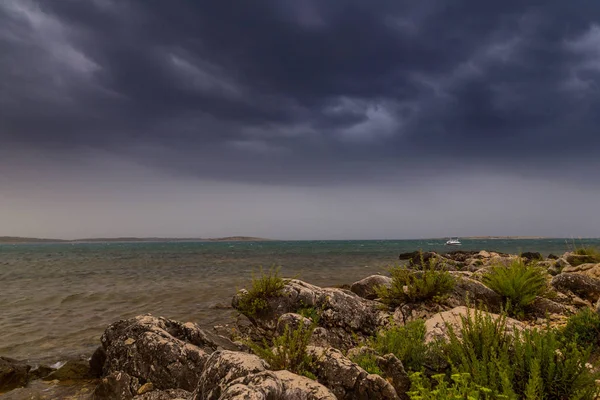 Dramatiska Storm Moln Över Adriatiska Havet Kroatien Sommar — Stockfoto