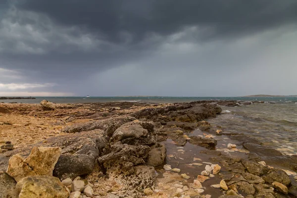 Dramáticas Nubes Tormenta Sobre Mar Adriático Croacia Verano — Foto de Stock