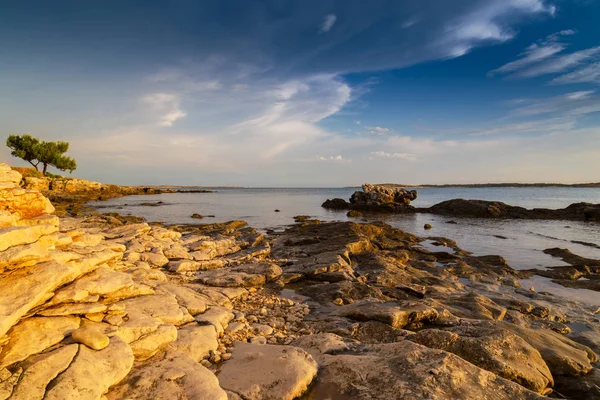 Solnedgången Storm Adriatiska Havet Kusten Sommar — Stockfoto