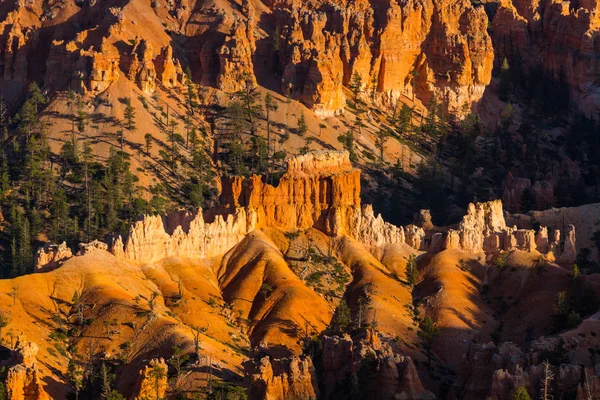 Sıcak gün batımı ışık altında parlak sahne Bryce Canyon Milli Parkı,