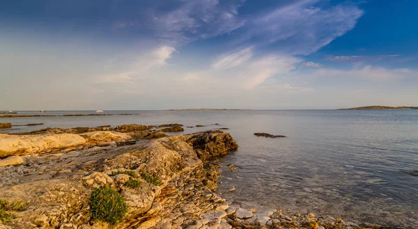 Tempestade Pôr Sol Com Belas Cores Costa Mar Adriático Verão — Fotografia de Stock