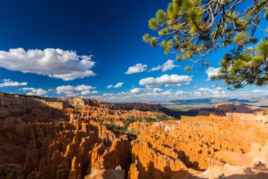 Sıcak gün batımı ışık altında parlak sahne Bryce Canyon Milli Parkı,