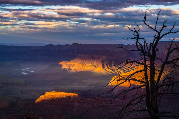 Δύση Ηλίου Φως Στο Εθνικό Πάρκο Grand Canyon — Φωτογραφία Αρχείου