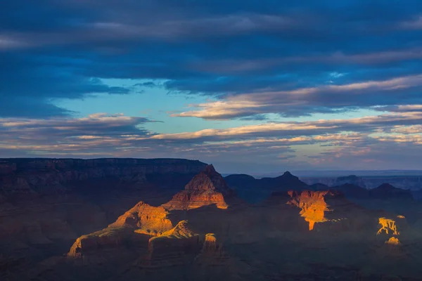 Δύση Ηλίου Φως Στο Εθνικό Πάρκο Grand Canyon — Φωτογραφία Αρχείου