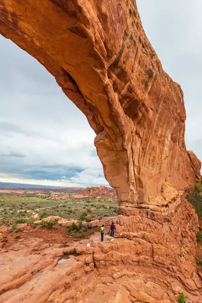 Dramatic Storm Clouds Rain Desert Arches National Park Autumn — Stock Photo, Image