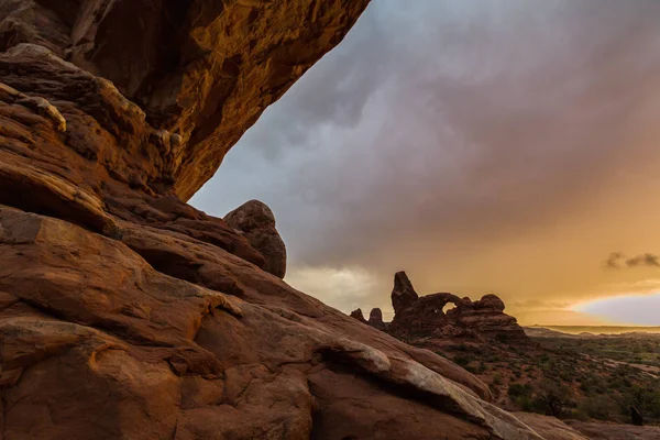 Nuages Tempête Dramatiques Pluie Dans Désert Dans Parc National Des — Photo