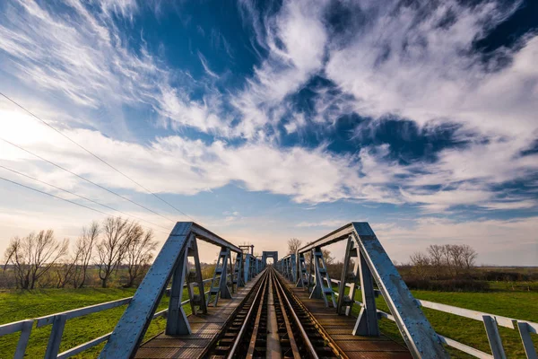 Old Iron Railroad Bridge Remote Rural Area Europe — Stock Photo, Image