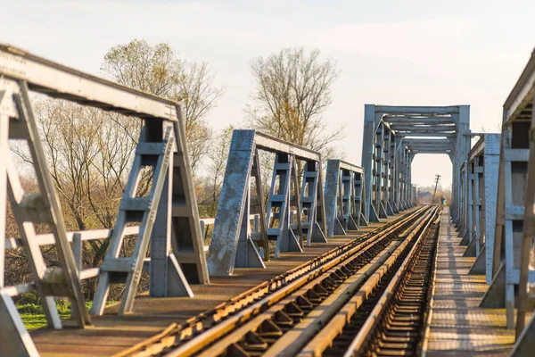 Vieux Pont Ferroviaire Fer Dans Les Zones Rurales Reculées Europe — Photo