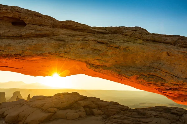 Mesa Arch Utah Krajobrazy Piękny Wschód Słońca Światła — Zdjęcie stockowe