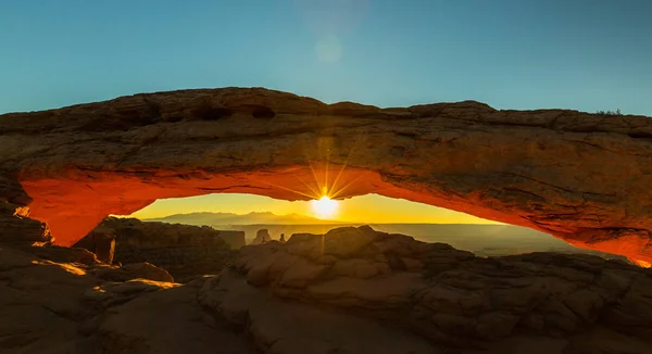 Mesa Arch Utah Krajobrazy Piękny Wschód Słońca Światła — Zdjęcie stockowe