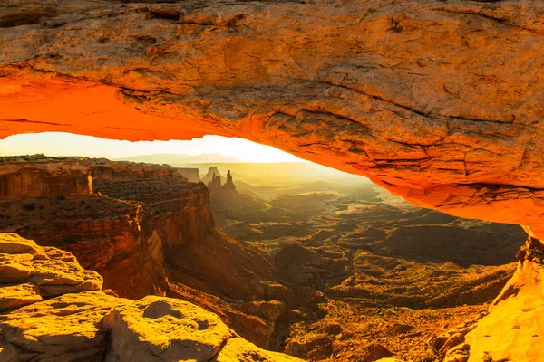 Mesa Arch Utah Krajobrazy Piękny Wschód Słońca Światła — Zdjęcie stockowe