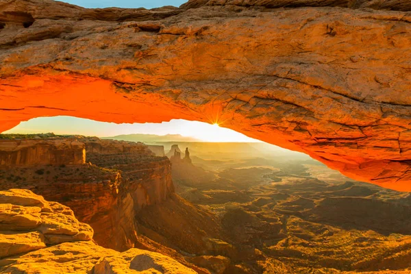 Mesa Arch Utah Krajobrazy Piękny Wschód Słońca Światła — Zdjęcie stockowe