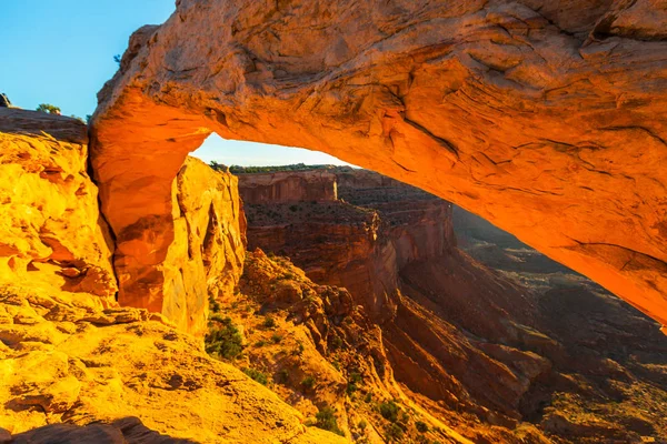 Mesa Arch Utah Krajobrazy Piękny Wschód Słońca Światła — Zdjęcie stockowe