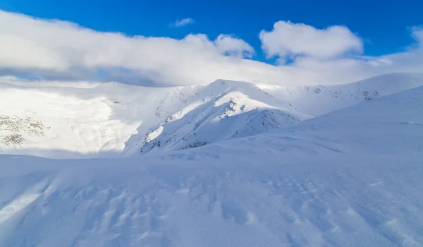 Güzel Alp Dağ Manzarası Ile Taze Kar Kış — Stok fotoğraf