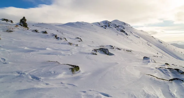 Güzel Alp Dağ Manzarası Ile Taze Kar Kış — Stok fotoğraf