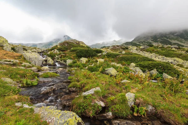 Summer Scenery Transylvanian Alps Granite Rocks Glacier Lake Storm Clouds — Stock Photo, Image