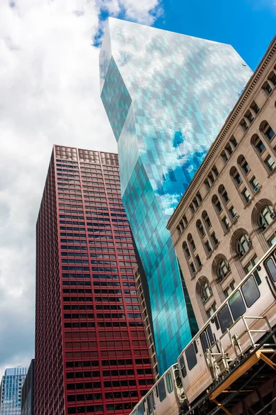 Chicago skyline van south wabash avenue Stockafbeelding