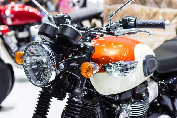 Bangkok Tailandia Diciembre 2017 Detalle Partes Motocicleta Triumph Faros Bonneville —  Fotos de Stock