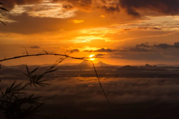 Manhã Clara Nascer Sol Com Nevoeiro Brilho Natural Das Vistas — Fotografia de Stock