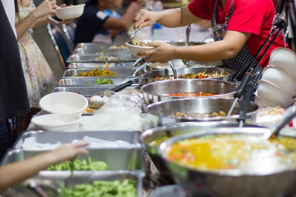 Aliments Rue Thaïlandais Style Thaïlandais Riz Curry Marché Bangkok Thaïlande — Photo