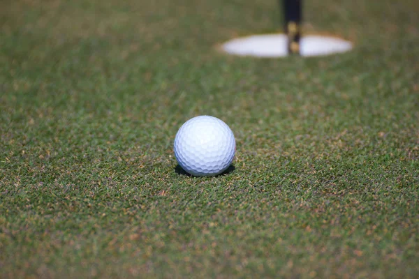 Golfball Auf Dem Grün Golfplatz — Stockfoto