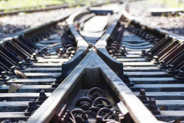 Railway Track Line Crossing Railway Track Stone Background Bangkok Thailand — Stock Photo, Image