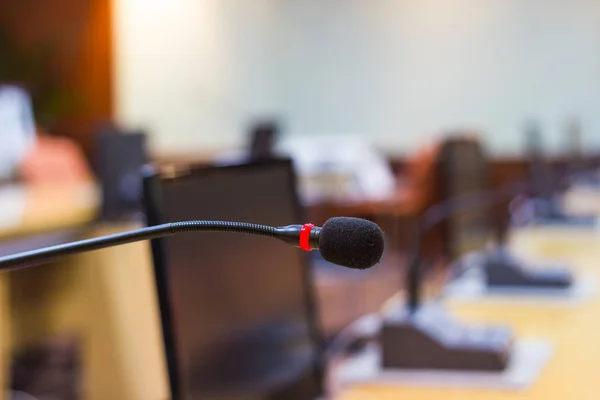 Closeup Microphone Meeting Room Conference Seminar — Stock Photo, Image