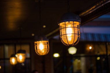 güzel Retro tarzı aydınlatma dekor ampul Dekor Restoran Bangkok şehir, Tayland