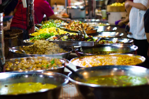 Comidas Callejeras Tailandesas Estilo Tailandés Arroz Curry Mercado Bangkok Tailandia — Foto de Stock